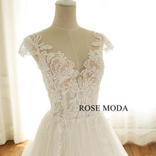 Load image into Gallery viewer, rosemoda-lace-illusion-glitter-ball-gown-wedding-dress-b.jpg