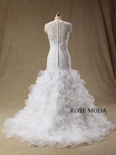 Load image into Gallery viewer, rosemoda-lace-ruffled-organza-mermaid-wedding-dress-c.jpg