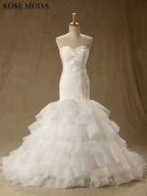 Load image into Gallery viewer, rosemoda-lace-tiered-organza-mermaid-wedding-dress-a.jpg