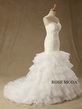 Load image into Gallery viewer, rosemoda-lace-tiered-organza-mermaid-wedding-dress-b.jpg