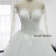 Load image into Gallery viewer, rosemoda-long-sleeve-beaded-lace-ball-gown-wedding-dress-c.jpg