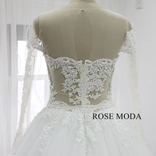 Load image into Gallery viewer, rosemoda-long-sleeve-beaded-lace-ball-gown-wedding-dress-f.jpg