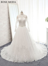 Load image into Gallery viewer, rosemoda-long-sleeve-chantilly-lace-dropped-a-line-weddingdress-a.jpg