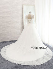 Load image into Gallery viewer, rosemoda-long-sleeve-chantilly-lace-dropped-a-line-weddingdress-d.jpg