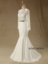 Load image into Gallery viewer, rosemoda-long-sleeve-chiffon-mermaid-wedding-dress-b.jpg