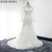 Load image into Gallery viewer, rosemoda-long-sleeve-fitted-trumpet-lace-wedding-dress-with-illusion-back-a.jpg