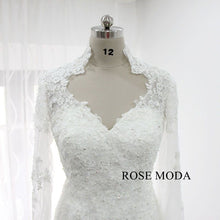 Load image into Gallery viewer, rosemoda-long-sleeve-fitted-trumpet-lace-wedding-dress-with-illusion-back-d.jpg
