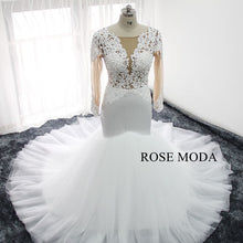 Load image into Gallery viewer, rosemoda-long-sleeve-illusion-bodice-mermaid-wedding-dress-e.jpg