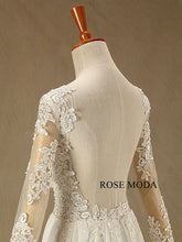 Load image into Gallery viewer, rosemoda-long-sleeve-illusion-chiffon-a-line-wedding-dress-g.jpg