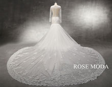 Load image into Gallery viewer, rosemoda-long-sleeve-illusion-lace-mermaid-wedding-dress-with-removable-royal-train-e.jpg