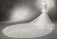 Load image into Gallery viewer, rosemoda-long-sleeve-illusion-lace-mermaid-wedding-dress-with-removable-royal-train-f.jpg