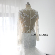 Load image into Gallery viewer, rosemoda-long-sleeve-lace-mermaid-wedding-dress-with-removable-royal-train-g.jpg