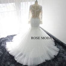 Load image into Gallery viewer, rosemoda-long-sleeve-lace-mermaid-wedding-dress-with-removable-royal-train-i.jpg