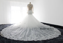 Load image into Gallery viewer, rosemoda-long-sleeve-lace-mermaid-wedding-dress-with-removable-royal-train-k.jpgrosemoda-long-sleeve-lace-mermaid-wedding-dress-with-removable-royal-train-k.jpg