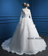 Load image into Gallery viewer, rosemoda-long-sleeve-lace-organza-ball-gown-wedding-dress-b.jpg