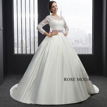 Load image into Gallery viewer, rosemoda-long-sleeve-lace-satin-ball-gown-wedding-dress-b.jpg