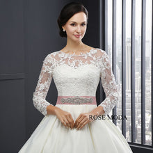 Load image into Gallery viewer, rosemoda-long-sleeve-lace-satin-ball-gown-wedding-dress-d.jpg