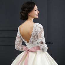 Load image into Gallery viewer, rosemoda-long-sleeve-lace-satin-ball-gown-wedding-dress-e.jpg