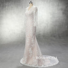 Load image into Gallery viewer, rosemoda-long-sleeve-lace-sheath-wedding-dress-b.jpg