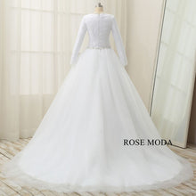 Load image into Gallery viewer, rosemoda-long-sleeve-muslim-ball-gown-wedding-dress-c.jpg