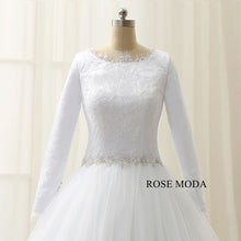 Load image into Gallery viewer, rosemoda-long-sleeve-muslim-ball-gown-wedding-dress-e.jpg
