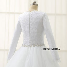 Load image into Gallery viewer, rosemoda-long-sleeve-muslim-ball-gown-wedding-dress-f.jpg