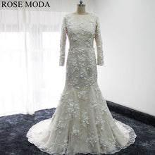 Load image into Gallery viewer, rosemoda-long-sleeve-muslim-lace-mermaid-wedding-dress-a.jpg