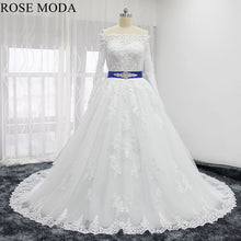 Load image into Gallery viewer, rosemoda-long-sleeve-off-shoulder-ball-gown-with-removable-crystal-belt-a.jpg