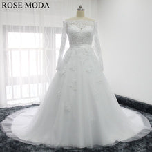 Load image into Gallery viewer, rosemoda-long-sleeve-off-the-shoulder-ball-gown-wedding-dress-a.jpg