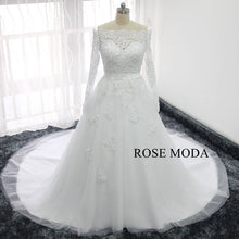 Load image into Gallery viewer, rosemoda-long-sleeve-off-the-shoulder-ball-gown-wedding-dress-e.jpg