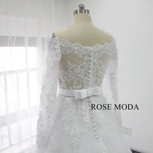 Load image into Gallery viewer, rosemoda-long-sleeve-off-the-shoulder-ball-gown-wedding-dress-h.jpg
