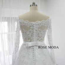 Load image into Gallery viewer, rosemoda-long-sleeve-off-the-shoulder-ball-gown-wedding-dress-i.jpg