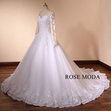 Load image into Gallery viewer, rosemoda-long-sleeve-pearl-ball-gown-wedding-dress-b.jpg