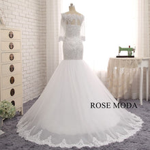 Load image into Gallery viewer, rosemoda-long-sleeve-scallop-off-the-shoulder-delicate-beading-mermaid-wedding-dress-d.jpg