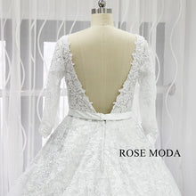 Load image into Gallery viewer, rosemoda-luxury-lace-ball-gown-wedding-dress-with-crystal-belt-f.jpg