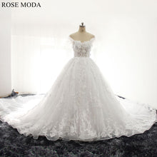 Load image into Gallery viewer, rosemoda-luxury-off-the-shoulder-beaded-lace-illusion-ball-gown-wedding-dress-a.jpg