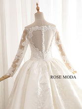 Load image into Gallery viewer, rosemoda-off-the-shoulder-long-sleeve-ball-gown-wedding-dress-j.jpg