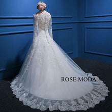 Load image into Gallery viewer, rosemoda-off-the-shoulder-long-sleeve-lace-ball-gown-wedding-dress-c.jpg