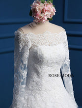 Load image into Gallery viewer, rosemoda-off-the-shoulder-long-sleeve-lace-ball-gown-wedding-dress-f.jpg