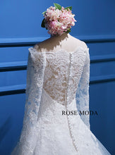 Load image into Gallery viewer, rosemoda-off-the-shoulder-long-sleeve-lace-ball-gown-wedding-dress-g.jpg