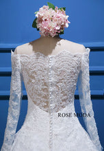 Load image into Gallery viewer, rosemoda-off-the-shoulder-long-sleeve-lace-ball-gown-wedding-dress-h.jpg