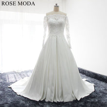Load image into Gallery viewer, rosemoda-off-the-shoulder-long-sleeve-lace-satin-wedding-dress-a.jpg