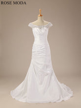 Load image into Gallery viewer, rosemoda-off-the-shoulder-pleated-taffeta-sheath-wedding-dress-a.jpg