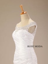 Load image into Gallery viewer, rosemoda-off-the-shoulder-pleated-taffeta-sheath-wedding-dress-e.jpg