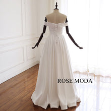 Load image into Gallery viewer, rosemoda-off-the-shoulder-simple-a-line-satin-wedding-dress-d.jpg