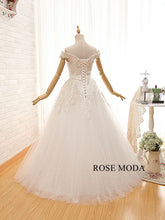 Load image into Gallery viewer, rosemoda-off-the-shoulder-structured-lace-a-line-wedding-dress-d.jpg