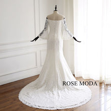 Load image into Gallery viewer, rosemoda-off-the-shoulder-three-quarter-lace-mermaid-wedding-dress-b.jpg
