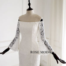 Load image into Gallery viewer, rosemoda-off-the-shoulder-three-quarter-lace-mermaid-wedding-dress-d.jpg