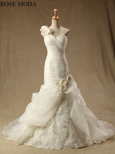 Load image into Gallery viewer, rosemoda-one-shoulder-ruched-organza-mermaid-wedding-dress-a.jpg
