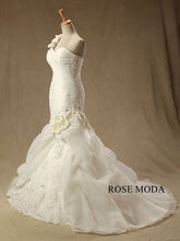 Load image into Gallery viewer, rosemoda-one-shoulder-ruched-organza-mermaid-wedding-dress-b.jpg